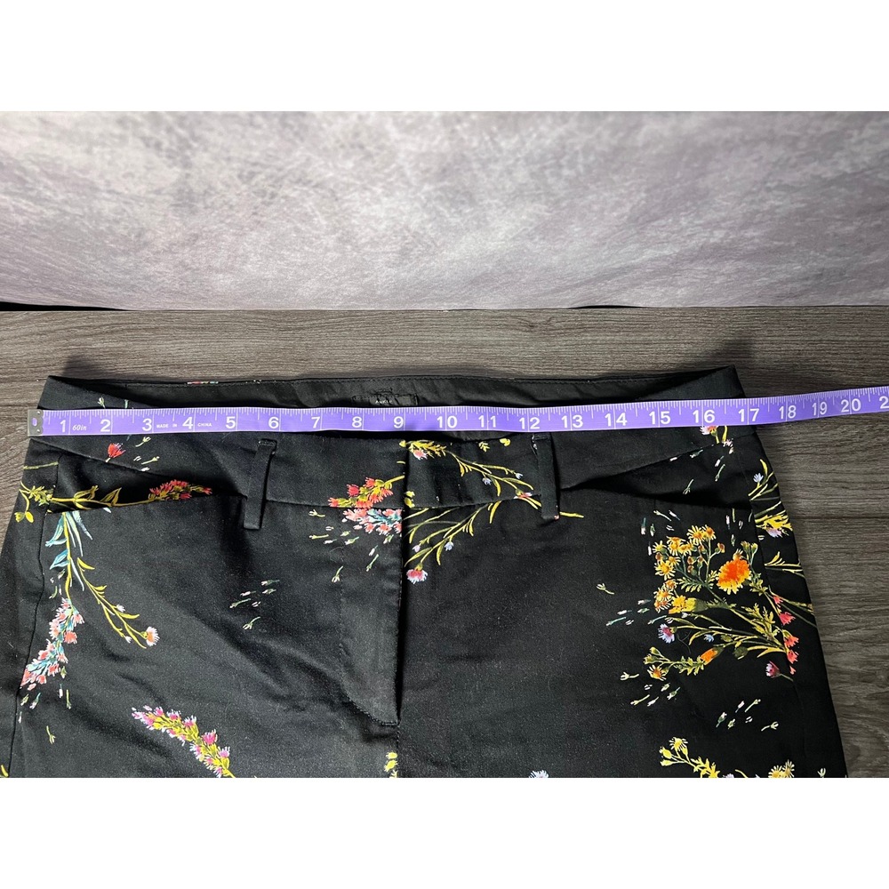Worthington Black Floral Ankle Pants Modern Fit Stretch Women's Size 8 Cotton - Picture 7 of 8